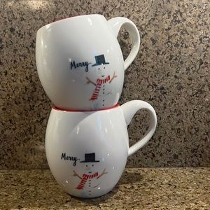 Rae Dunn Merry Snowman M Stamped Mugs